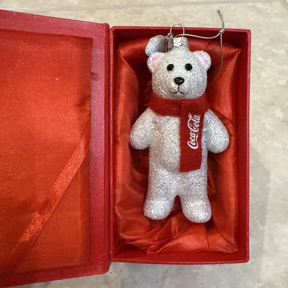 2014 Coke Cola St‎ Jude's Swarovski Silver Glitter Crystal Bear Ornament 158/400